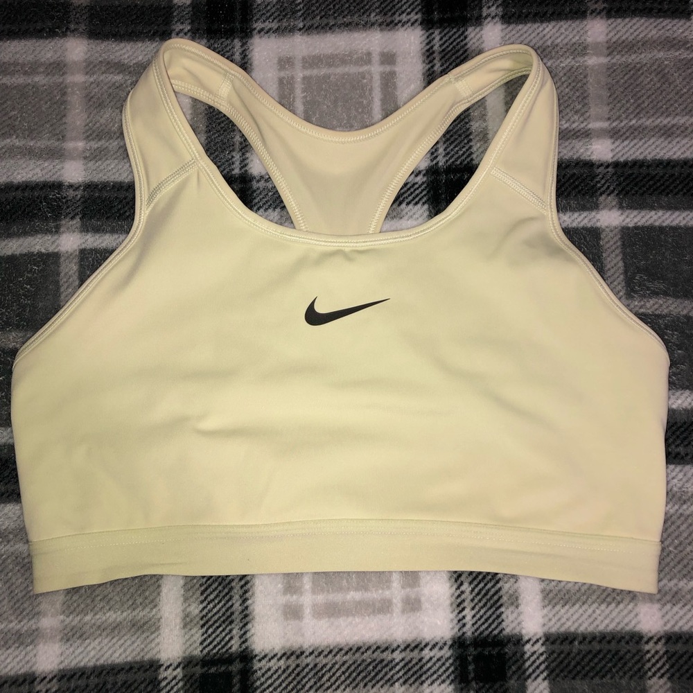 pale yellow nike sports bra size large
